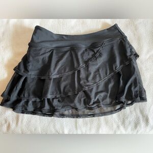 Black skort with sheer ruffles